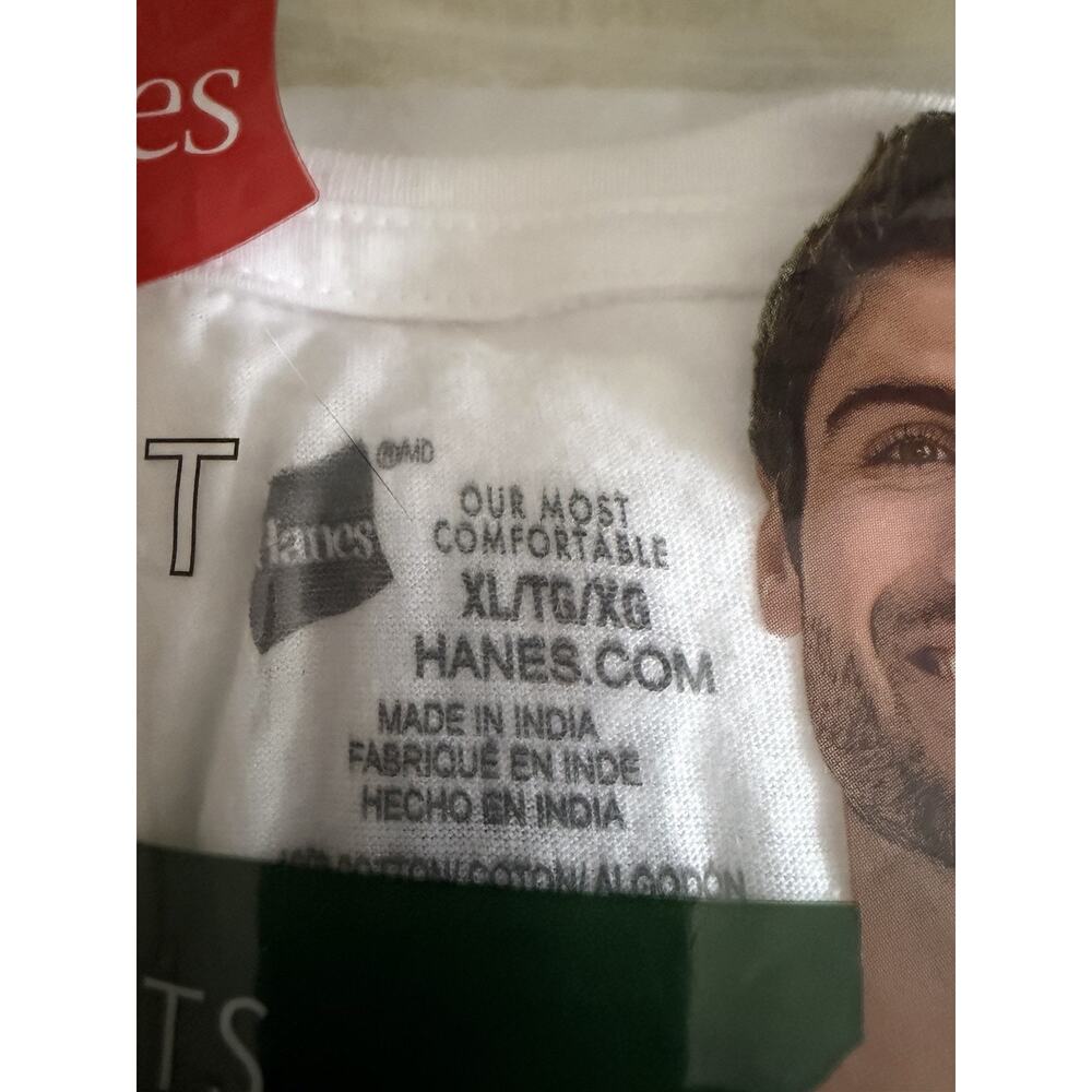 This is a 6-pack of Hanes "BEST" Men's White Crewneck T-Shirts (undershirts). - Picture 3 of 3